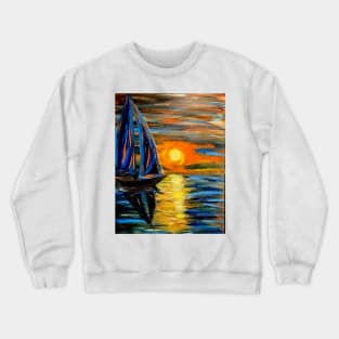 Out sailing at sunset. Crewneck Sweatshirt